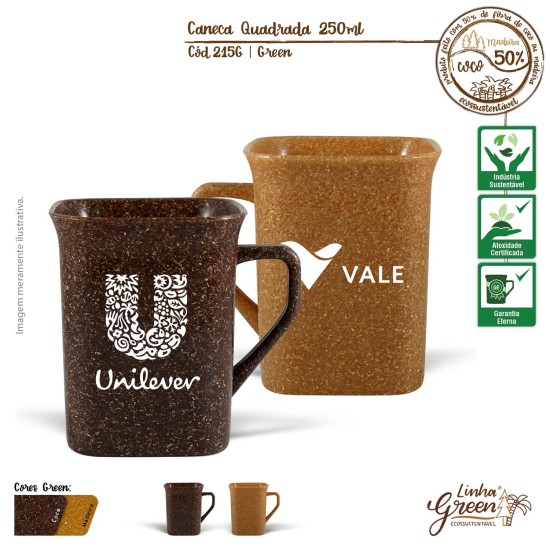 Caneca Quadrada 250ml Green Personalizada