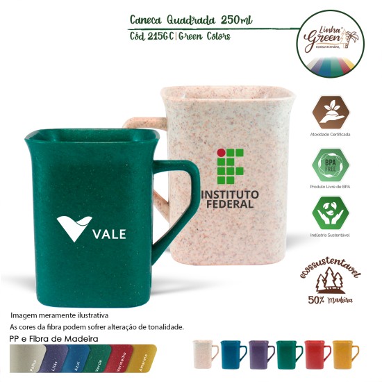 Caneca Quadrada Green Colors 250ml Personalizada