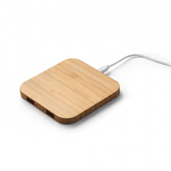 Carregador Wireless Super Rápido em Bambu 15 W Personalizado 