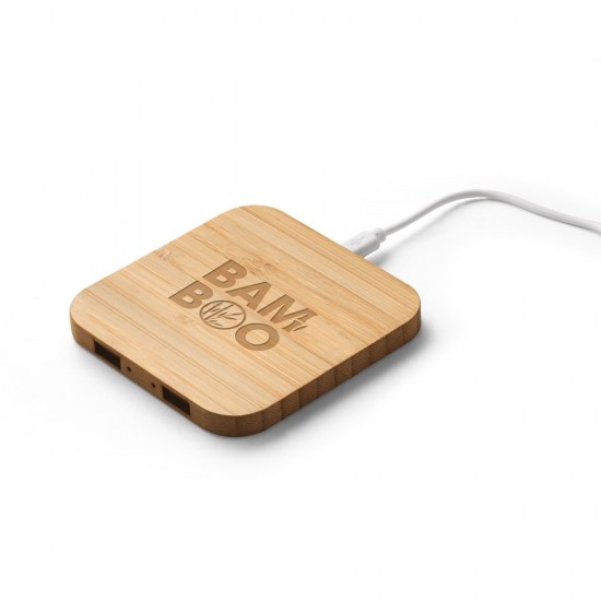 Carregador Wireless Super Rápido em Bambu 15 W Personalizado 