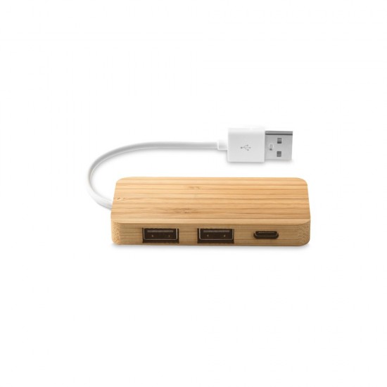 Hub USB em Bambu com 2 Portas Personalizado