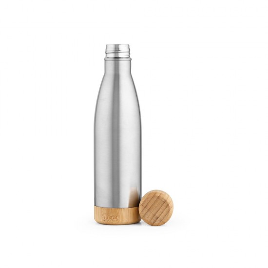 Garrafa em aço inox com tampa em bambu 550 mL Personalizada