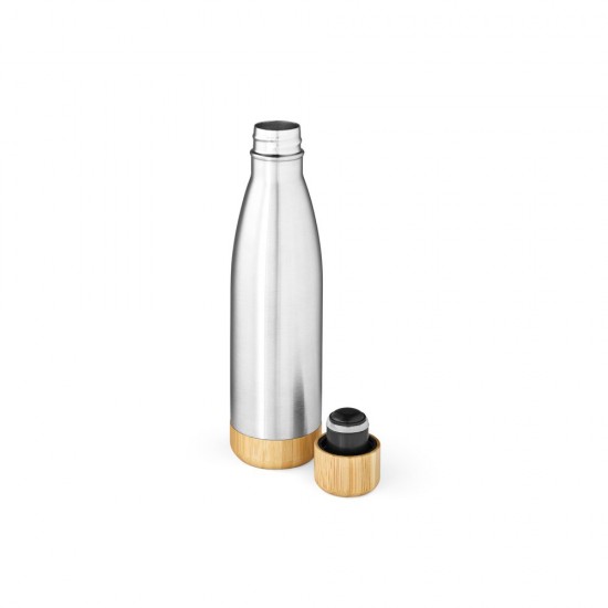 Garrafa em aço inox com tampa em bambu 550 mL Personalizada