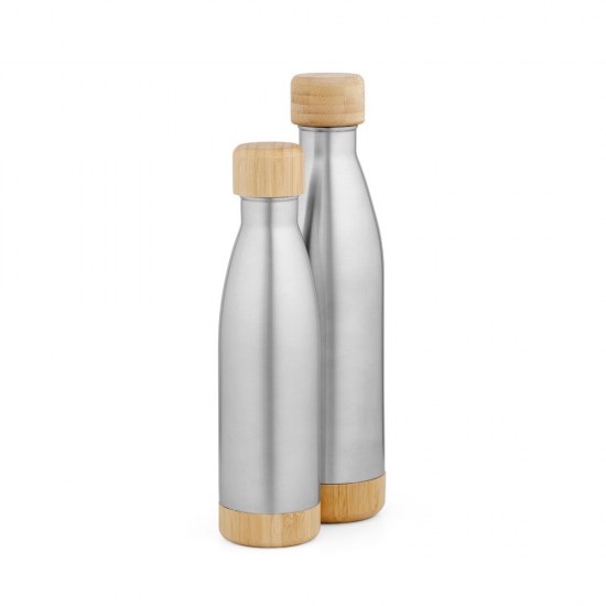 Garrafa em aço inox com tampa em bambu 550 mL Personalizada